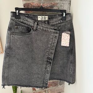 We The Free Black/Gray Denim Skirt
